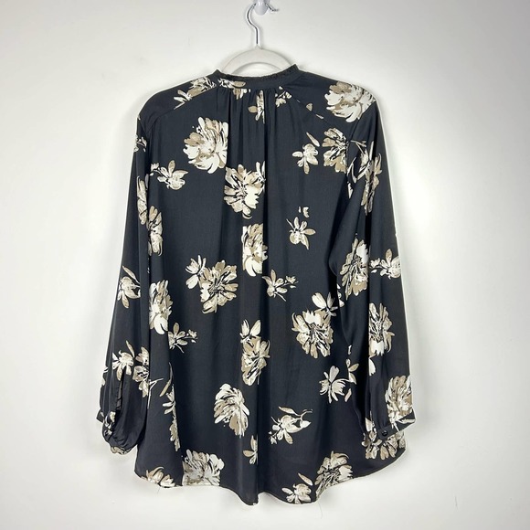 Lucky Brand Black Tan Floral Tassel Dressy Blouse Plus Size 2X - Picture 7 of 7